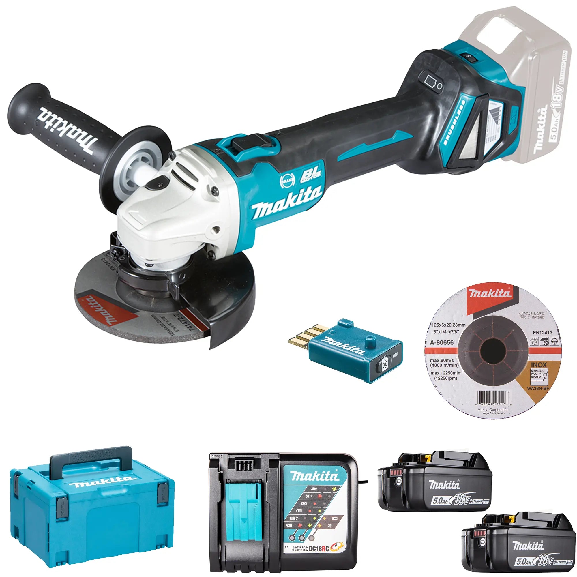 Smerigliatrice Makita DGA514RTJU 18V 5Ah